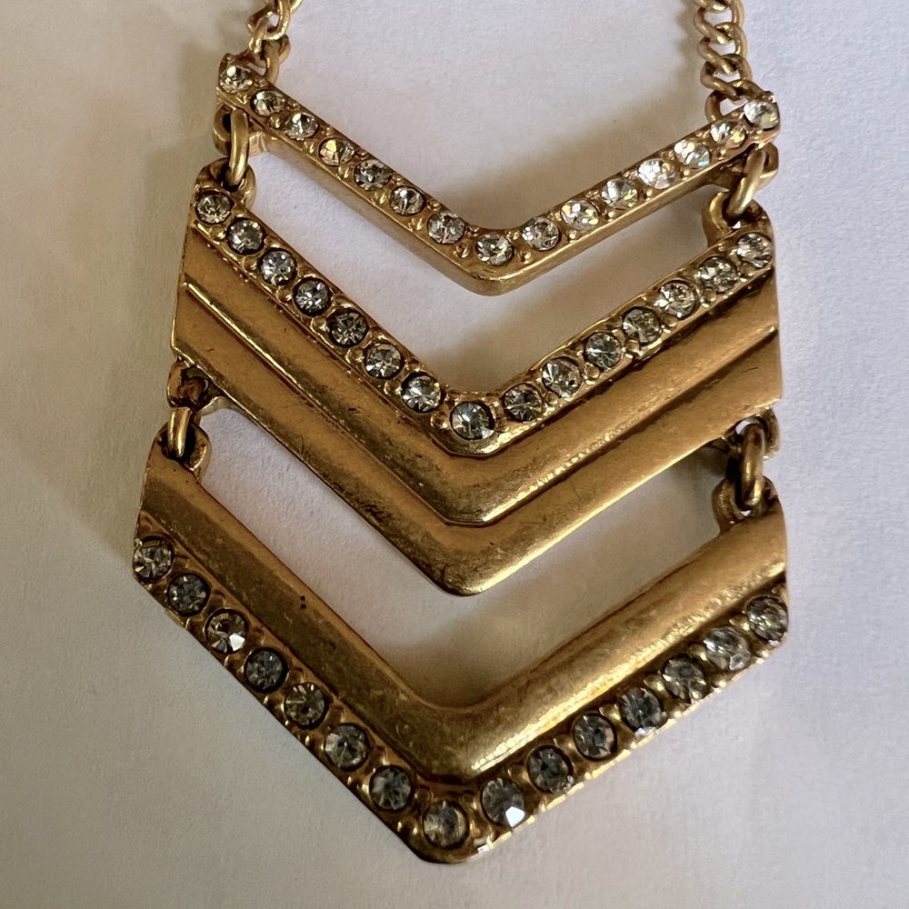 Chevron gold long necklace